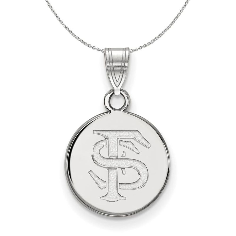 Sterling Silver Florida State Small Disc Necklace - 20 Inch